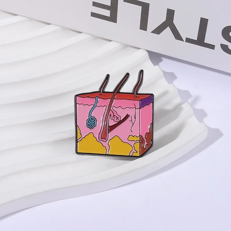 الجلد الجلد المينا دبابيس التشريح ودبابيس الخلية على ظهره شارات التلبيب هدايا مجوهرات مضحكة لعالم الطبيب