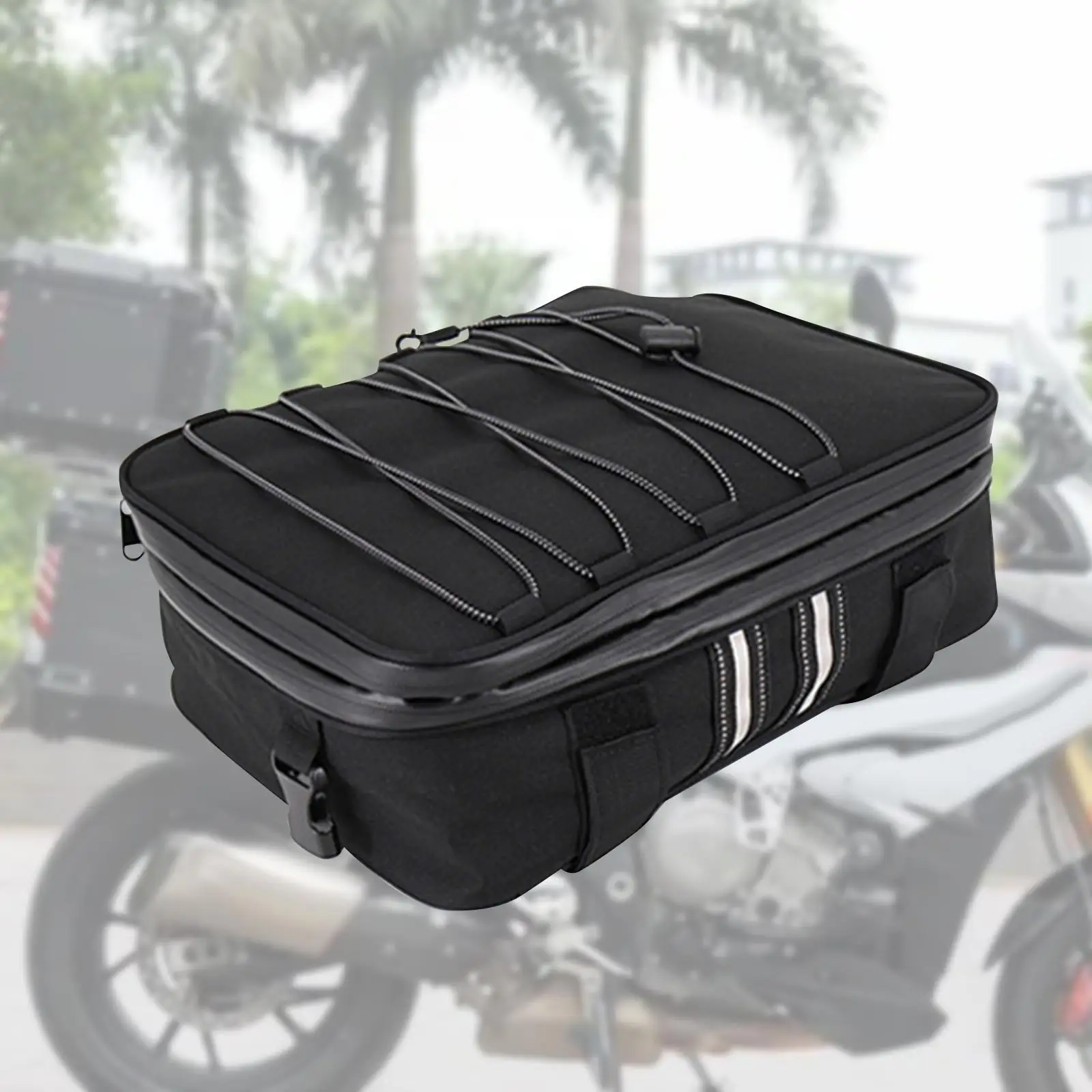 

Motorcycle Top Case Bag Travel Luggage Bag Nylon Zipper Large Capacity Outdoor Riding Rear Tail Bag Black Tail Bag Waterproof