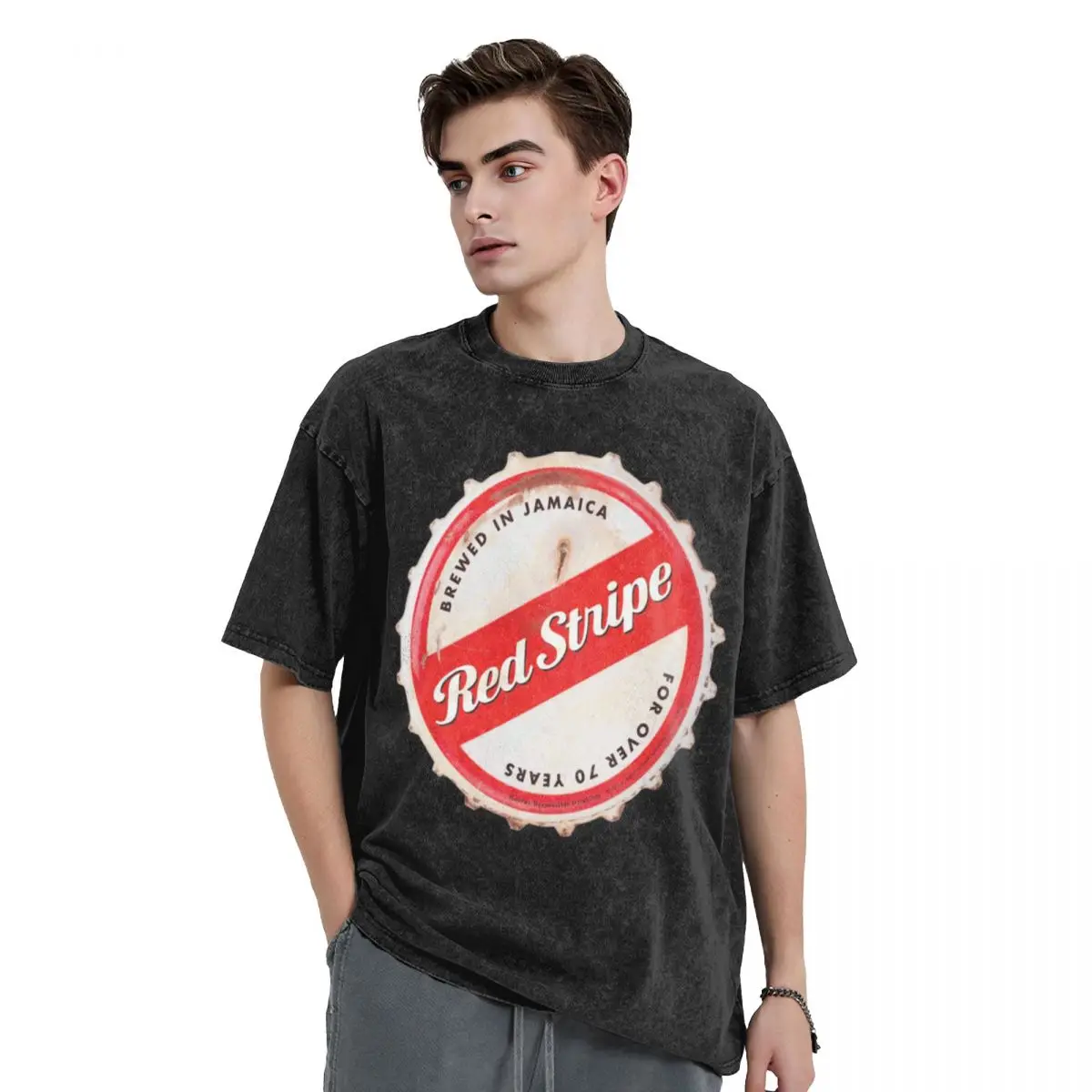 Red Stripe Bottle Cap T-Shirt anime quick-drying mens graphic t-shirts hip hop