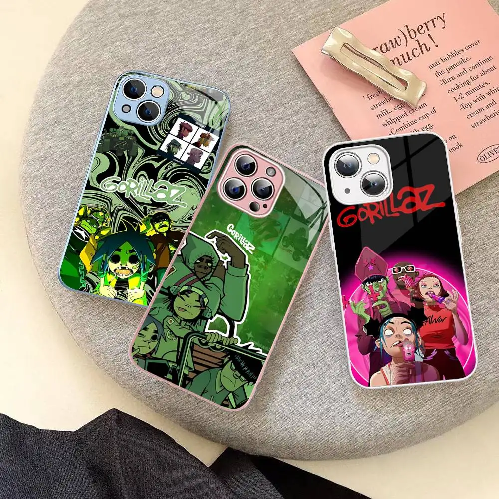 Art Pop Band G-gorillazS Music Tempered Glass For Iphone 14 13 12 11 Pro Mini XS MAX 14Plus X XS XR Cover