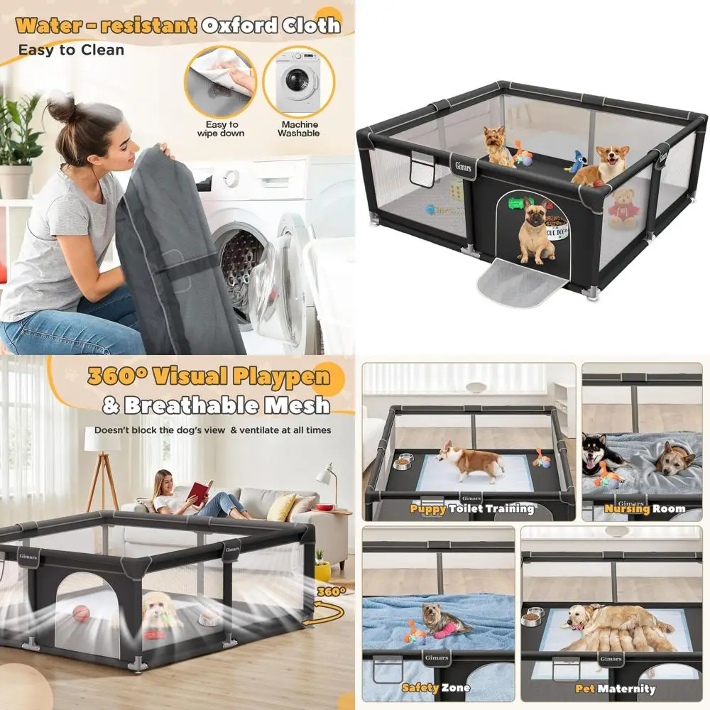 

Большой вольер для собак 50x50x26 см с воротами для щенков или маленьких собак, прочный защитный барьер с утолщенной тканью и нейлоновой сеткой, Suita