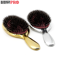 Luxury Gold And Silver Color Boar Bristle Paddle Hair Brush Oval Hair Brush Anti Static Hair Comb Hairdressing Massage Comb