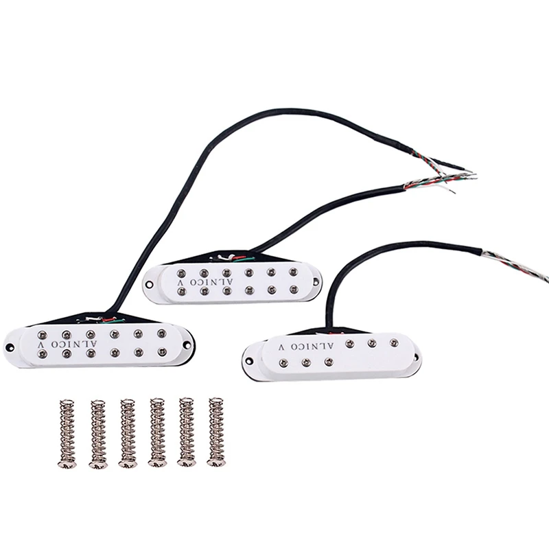 HOMELAND 3Pcs Mini Alnico V Single Coil SSS Guitar Pickups Humbucker For Guitar Bass Musical Instrument GMN45 (White)