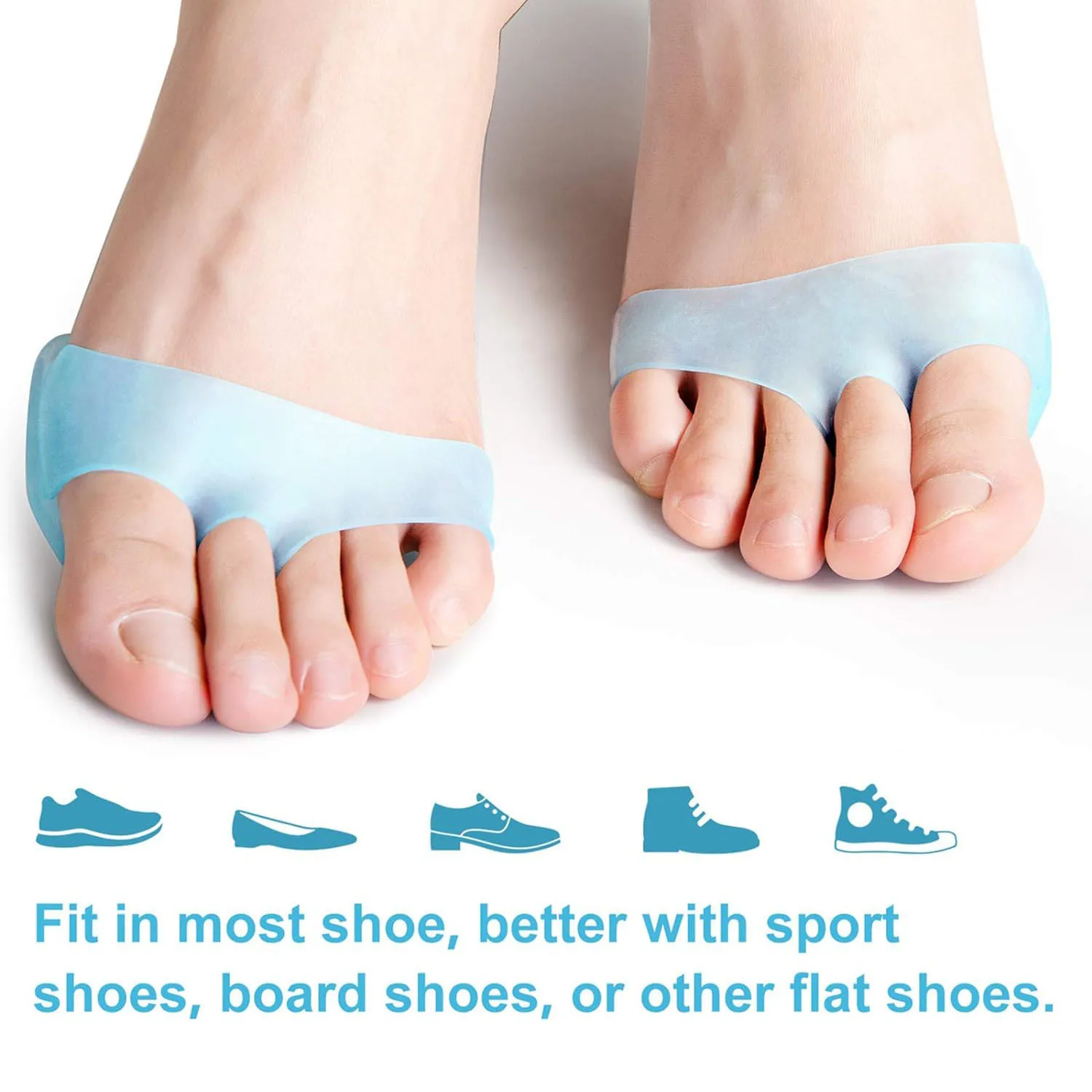 Plantillas de Gel de silicona, separador de dedos del pie, Protector ortopédico de pulgar Valgus, ajustador de juanete, Protector de Hallux, cojín para el cuidado de los pies, 2 uds.