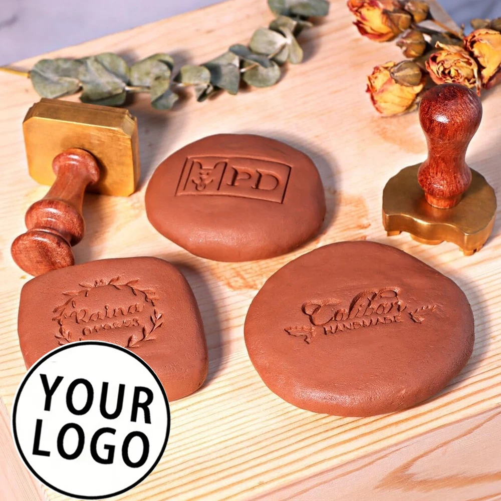 Custom Clay Stamp for Pottery Ceramic Stamp Soap Stamp gift 25/30/35/40/50mm Potter Polymer Stamps for Pottery Stamp Custom LOGO
