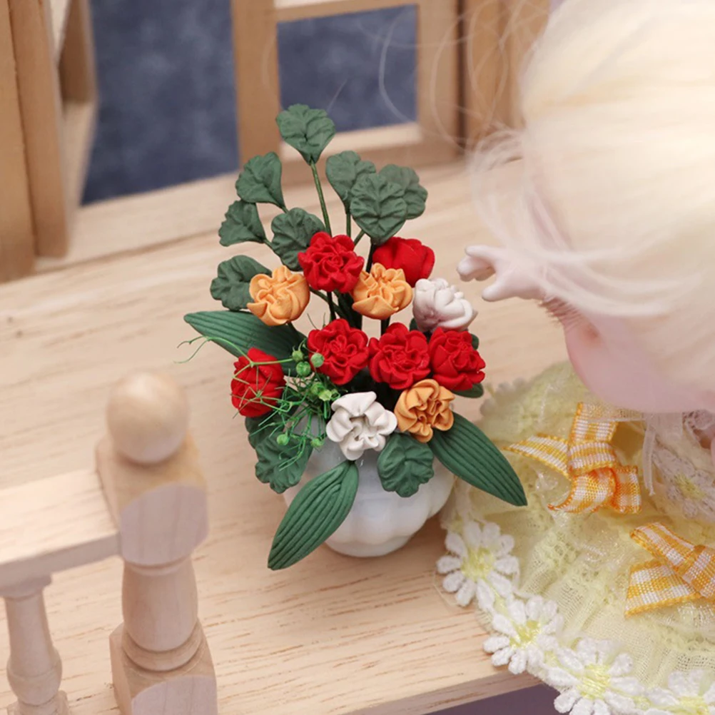 

Mini Simulation Flower Fake Plant Desktop Decor Miniature Flower Pot Artificial Plant Resin Craft Home Adornment Lifelike