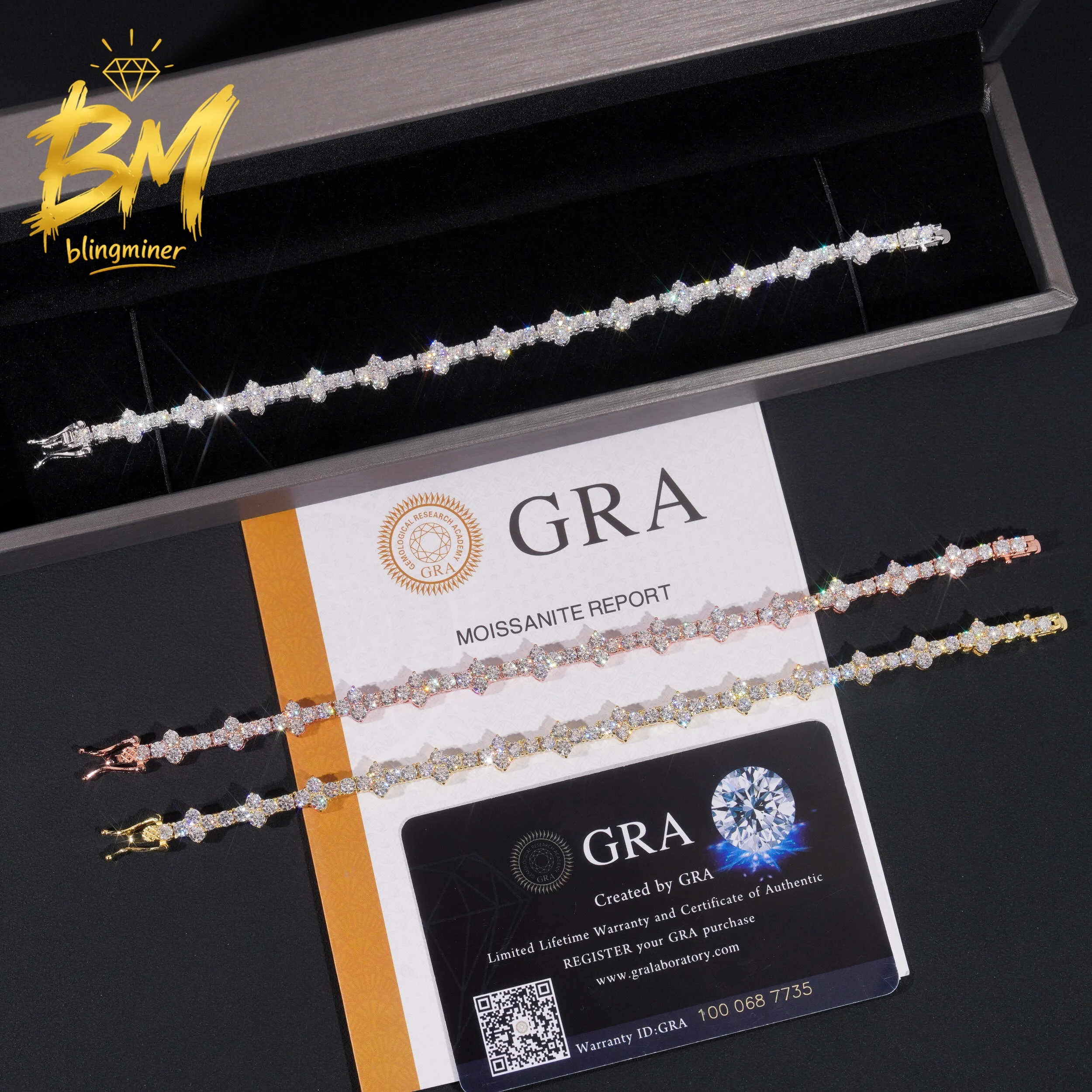 Blingminer 3mm VVS Moissanite Cross Tennis Chain Iced Out Necklaces For Men S925 Silver Pass Diamonds Tester Free Shipping