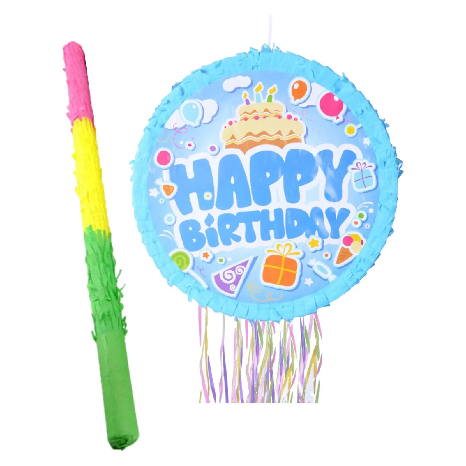 Pull String Pinata Sweets Multicolored Refillable Birthday Party Supplies for Holiday Celebration Baby Shower Birthday Festive view 4