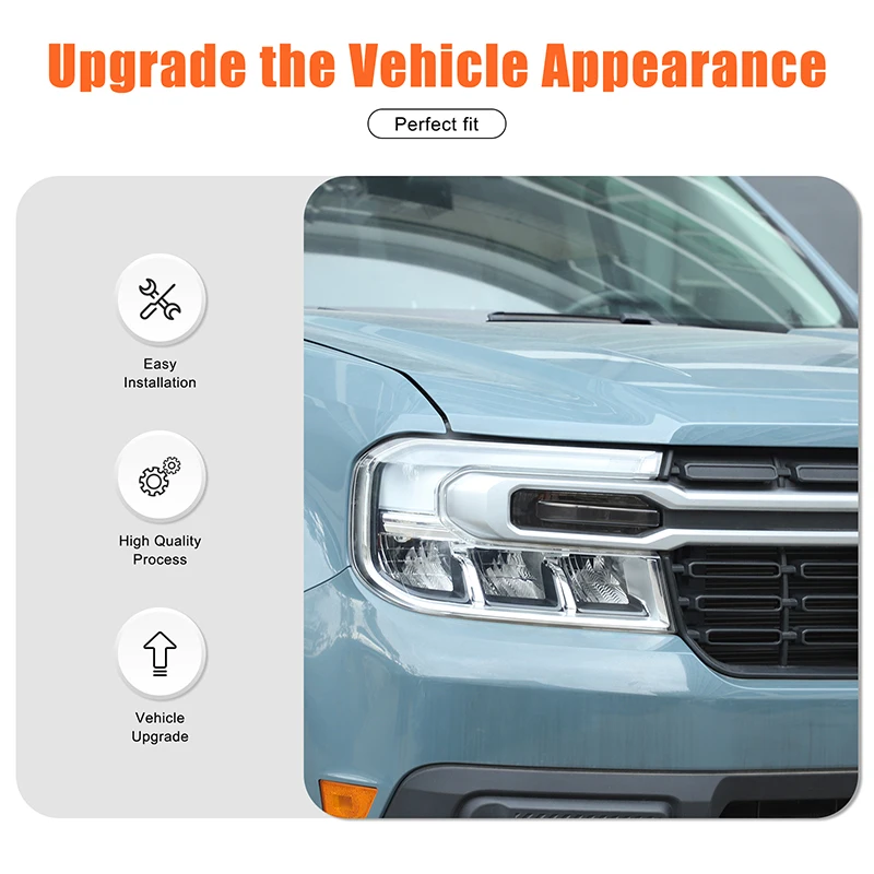 

ABS Black For Ford Maverick 2022-2024 Car Front Double Flash Signal Light Protective Cover Car Exterior Decoration Accessories