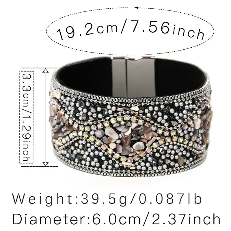 Bracelet bohème rétro pour femmes, Style Punk, strass complet, perles faites à la main, charme de personnalité, Bracelet femme, manchette, bijoux