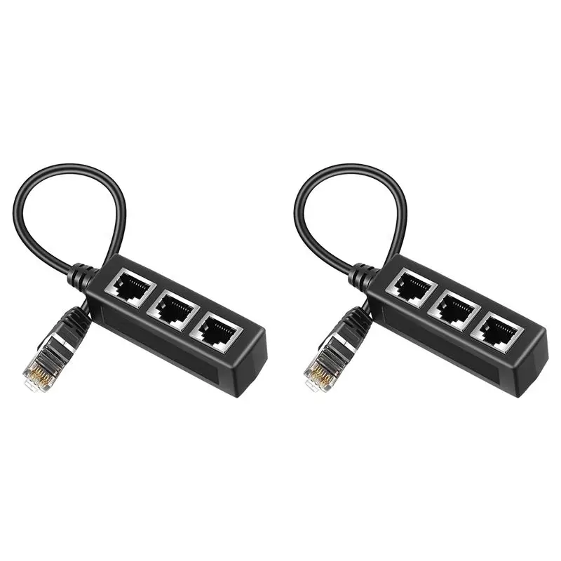 Superior-2X Rj45 Ethernet Splitter Adapter, Ethernet Splitter 1 To 3 , For Home, Office, School Network Expansion