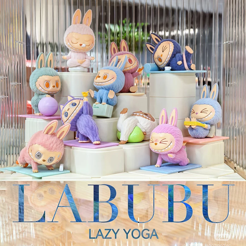 Echte POP Mart THEMONSTERS Labubu Lazy Yoga Serie Blind Box Sammlerstück Kunstspielzeug Figur Dekorative Figur Sammlergeschenk