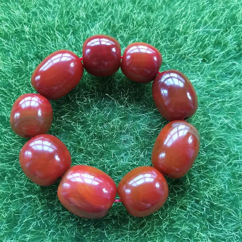 Authentic Warring States Red Agate Barrel Beads Bracelets Men's Simple Joker Bracelet Jewelry