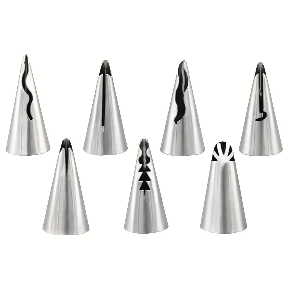 7Pcs Large Metal Cake Cream Decoration Tips Set Pastry Tools Stainless Steel Piping Icing Nozzle Cupcake Head Dessert Decorators