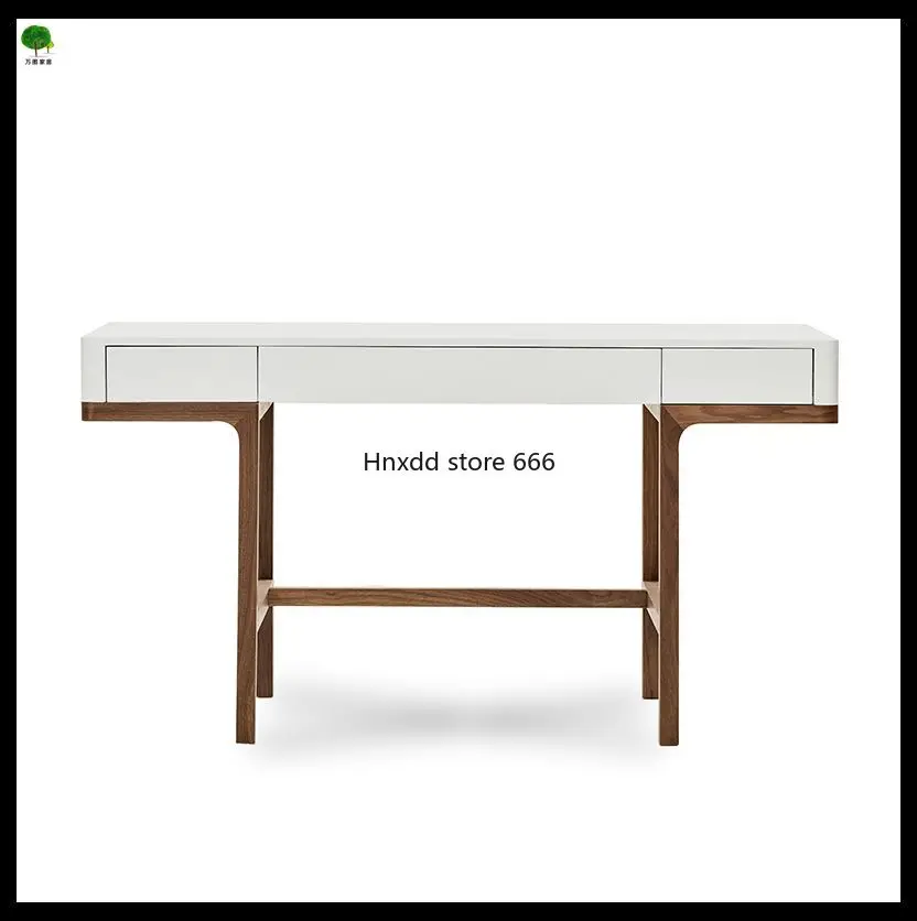 yj Desk Simple Modern Nordic Solid Wood  Italian Design  Fashion Walnut