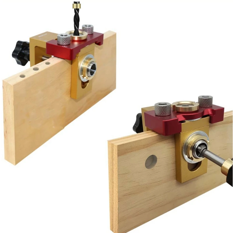 Woodworking 3 In 1 Doweling Jig Kit Adjustable Wood Dowel Punch Locator Aluminum Pocket Hole Jig