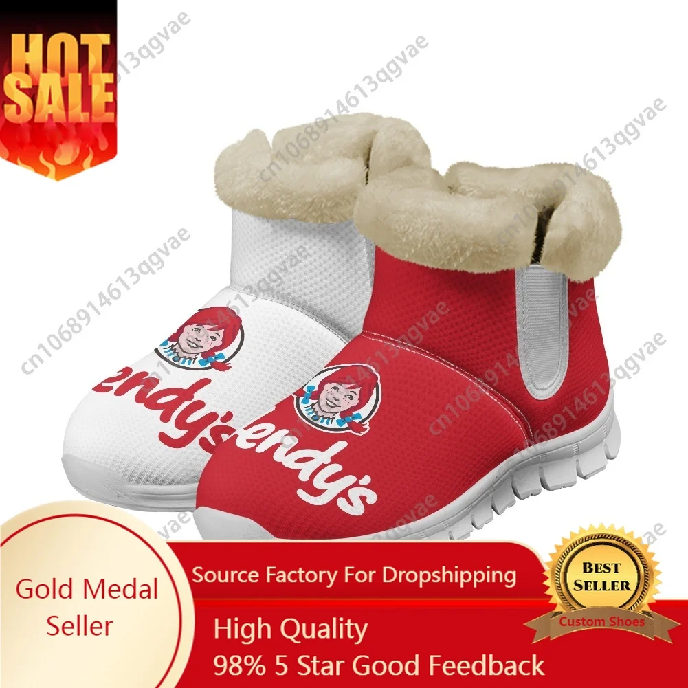 

New Wendys Fast Food Restaurant Logo Snow Boots Mens Womens Teenager Shoes Keep Warm High Quality Couple Sports Custom Sneakers