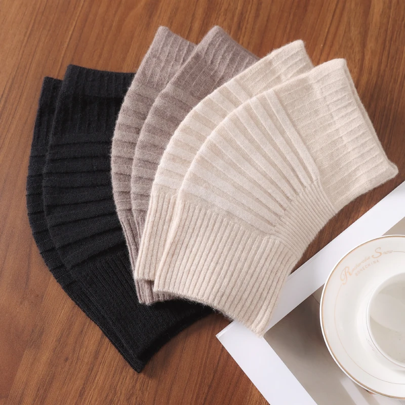 100%Pure Wool Stripe Elastic Knee Brace Winter Warm Thermal Knee Protector Sleeve  Compression Sports Knee Warmers For Women Men