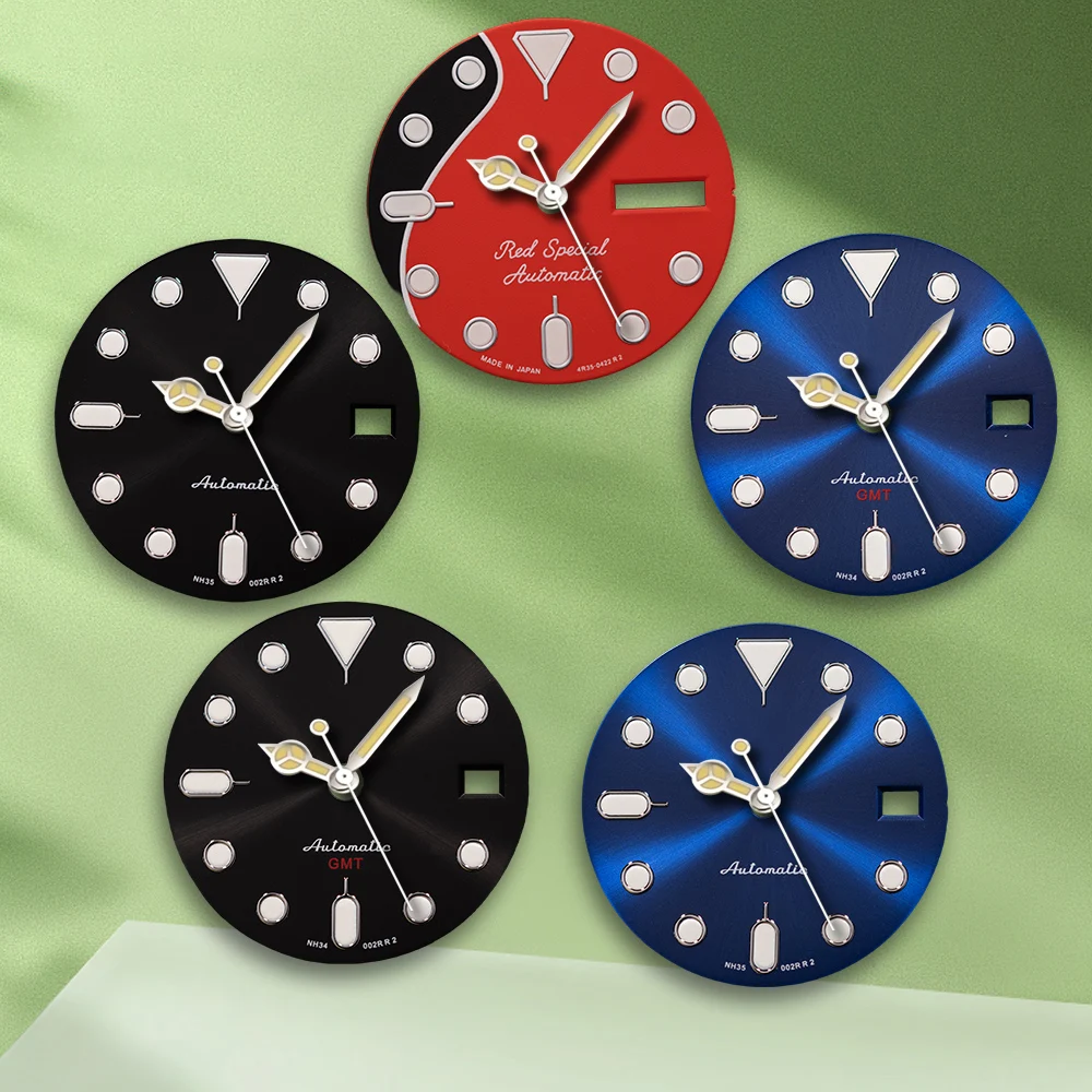 28,5 mm S Logo GMT NH35 Gossip NH36 quadrante automatico senza lancette adatte al movimento NH36/4R36 accessori per la modifica dell'orologio luminoso verde