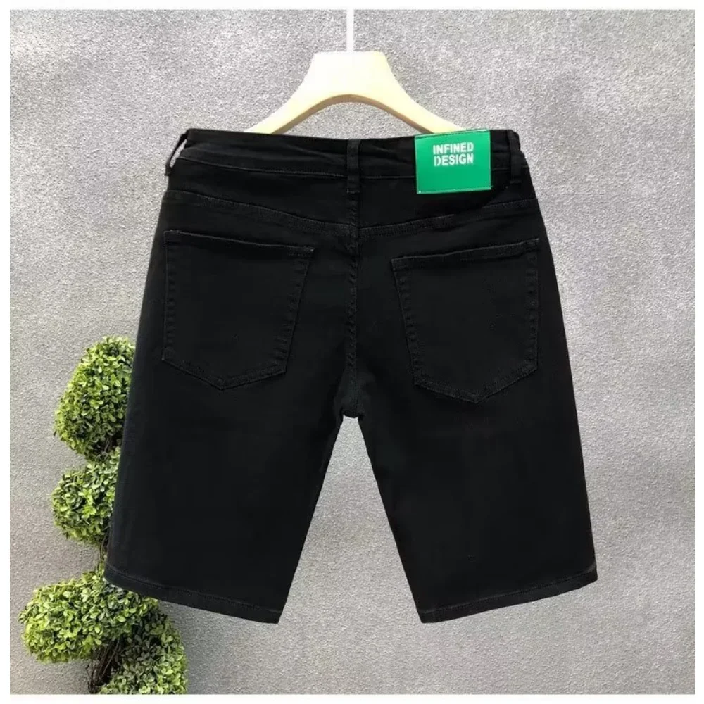 New Summer Korean Fashion Luxury Designer cowboy White Black Jeans for Men Trendy Slim Fit Casual Pants Boyfriend Jeans Shorts