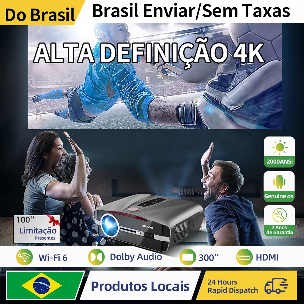 

4K Projector Full HD1080P 2000 Anis Lumens 5G WiFi 6 Dolby Video Auto Focus Home Movie Theater Projectors Netflix Licensed