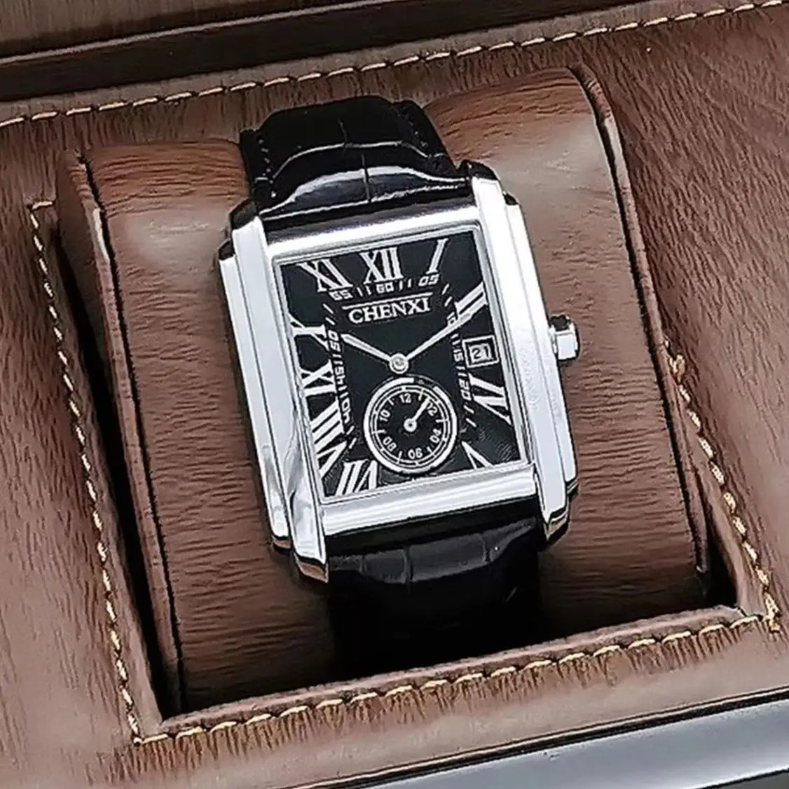 Relojes de marca de lujo de negocios para hombre, esfera cuadrada de alta gama, luminoso, resistente al agua, segundos para correr, reloj de cuarzo Original para hombre