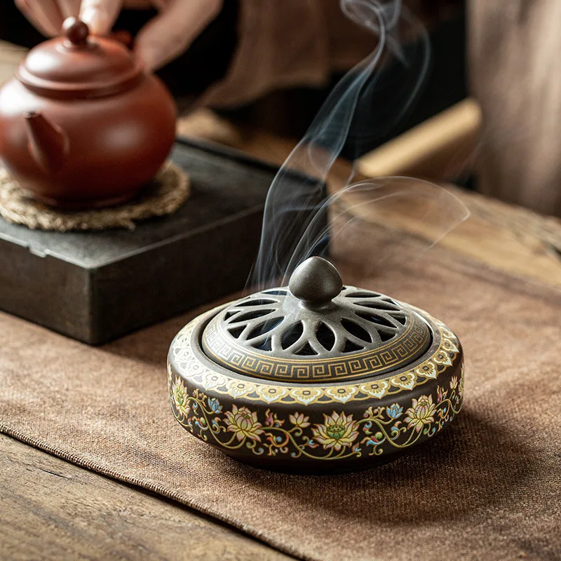 Zen Mood Pottery Incense Burner Domestic Use Bespoke Buddhism Item Archaize Sandalwood Agalloch Backflow Aromatherapy Furnace