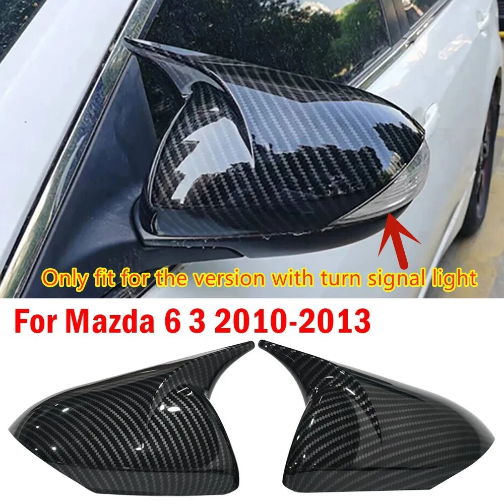 

For Mazda 6 3 2010-2013 Carbon Fiber Side Rearview Mirror Cover Trim Shell Caps
