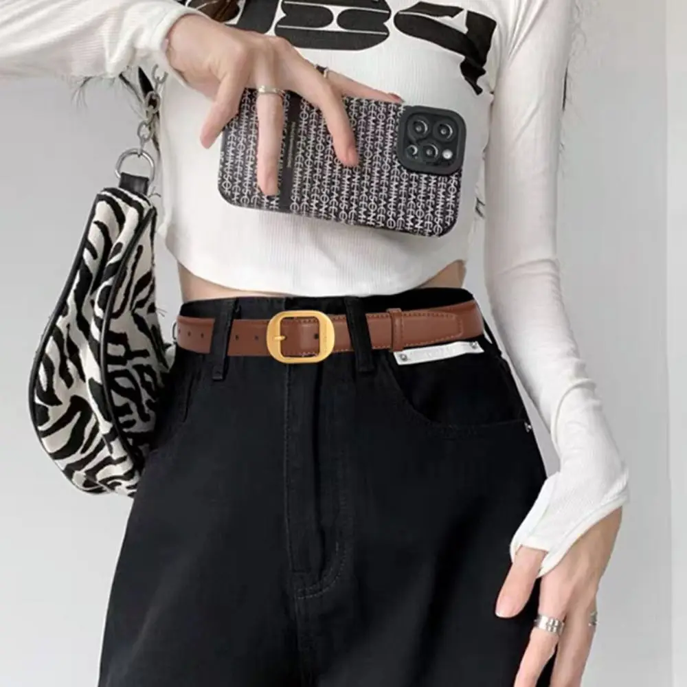 حزام جلد طبيعي للنساء ، حزام بنطلون متعدد الاستخدامات ، حزام خصر ، تصميم فاخر ، موضة فستان ،