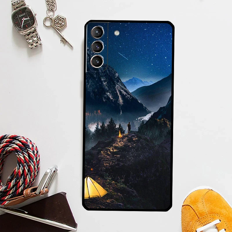 Camping Nature Mountain Cover For Samsung Galaxy S23 Ultra S8 S9 S10 S22 Plus S20 S21 FE Note 10 20 S24 Ultra Case