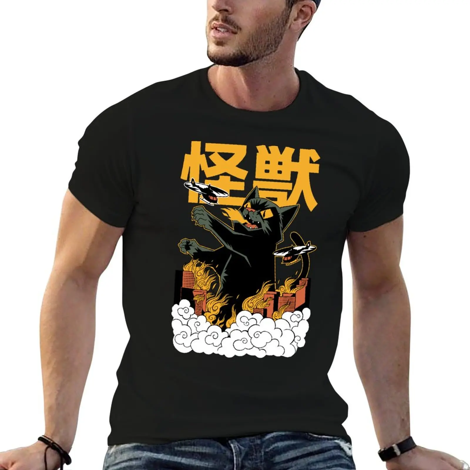 

terror of catzilla T-Shirt vintage graphic tee rapper graphic tees anime mens cotton t shirts