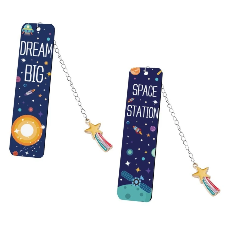 2x Astronaut Book Marker Starry Skies Theme Book Page Marker Metal Bookmarks