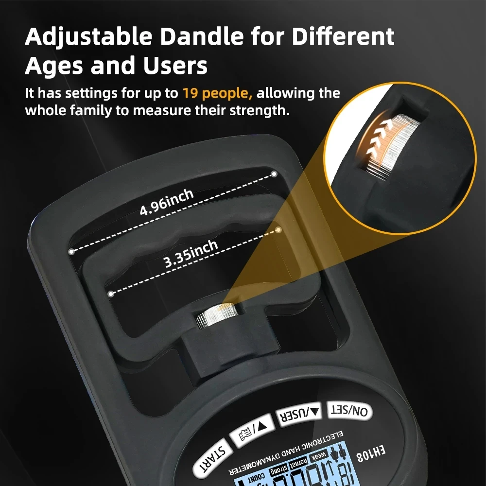 396Lbs/180Kg Grip Strength Tester Digital Hand Dynamometer Meter USB LCD Screen Hand Grip for Training Finger Power