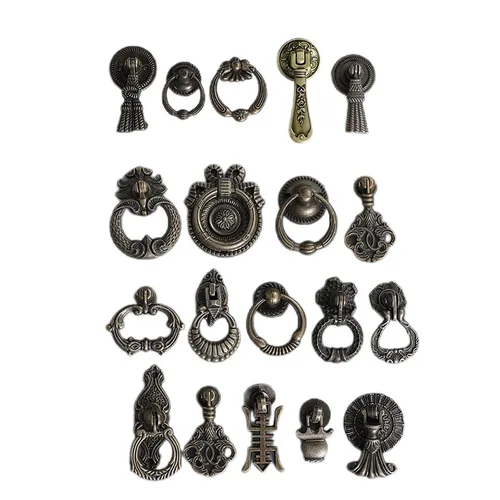 Tiradores de un solo orificio para cajón de aleación Vintage, manija de anillo para gabinete, estilo chino, perillas simples para mostrador clásico, 1 ud.