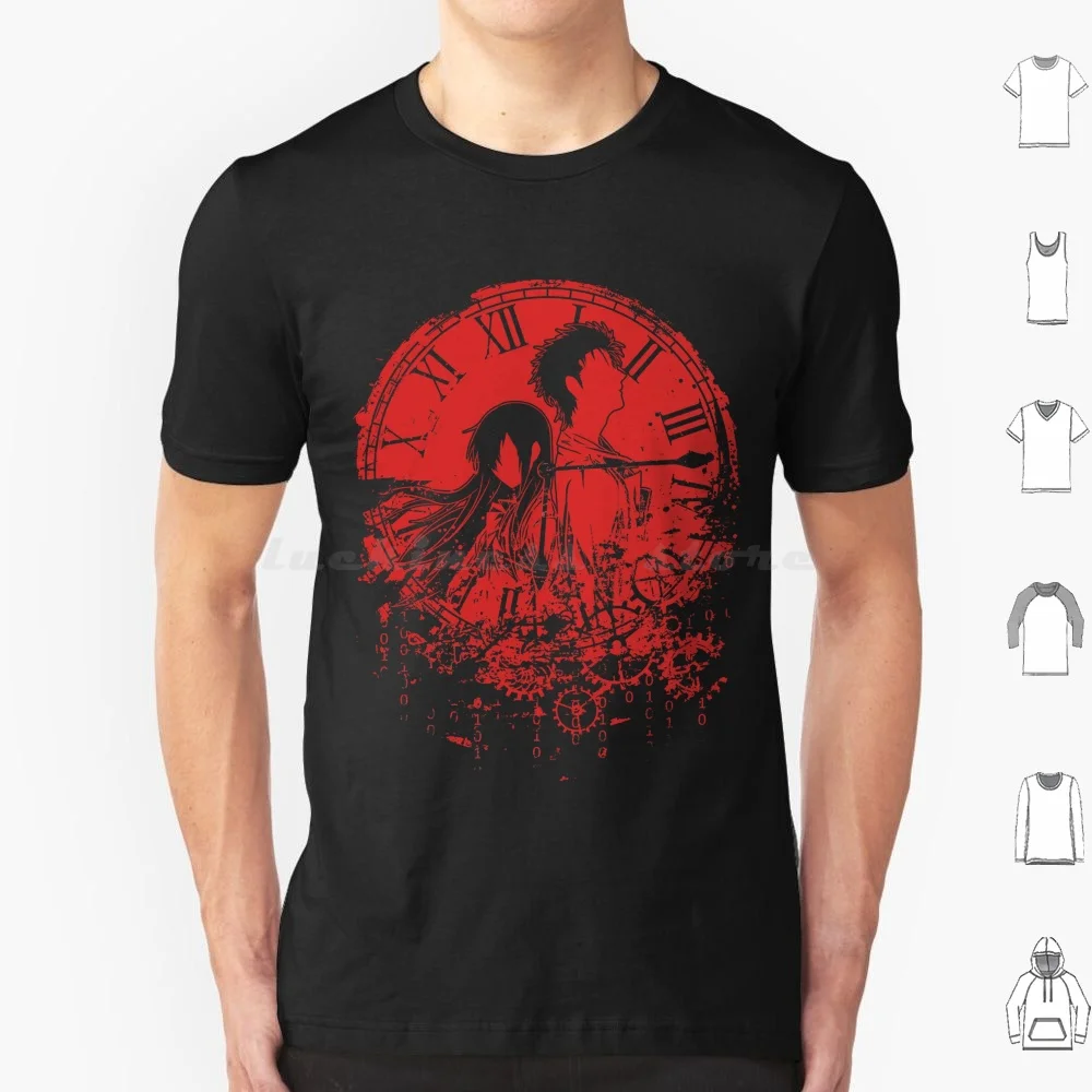 Broken Clock Red T Shirt Big Size 100% Cotton Steins Gate Steins Gate Game Steins Gate Manga Steins Gate Anime Steins Gate