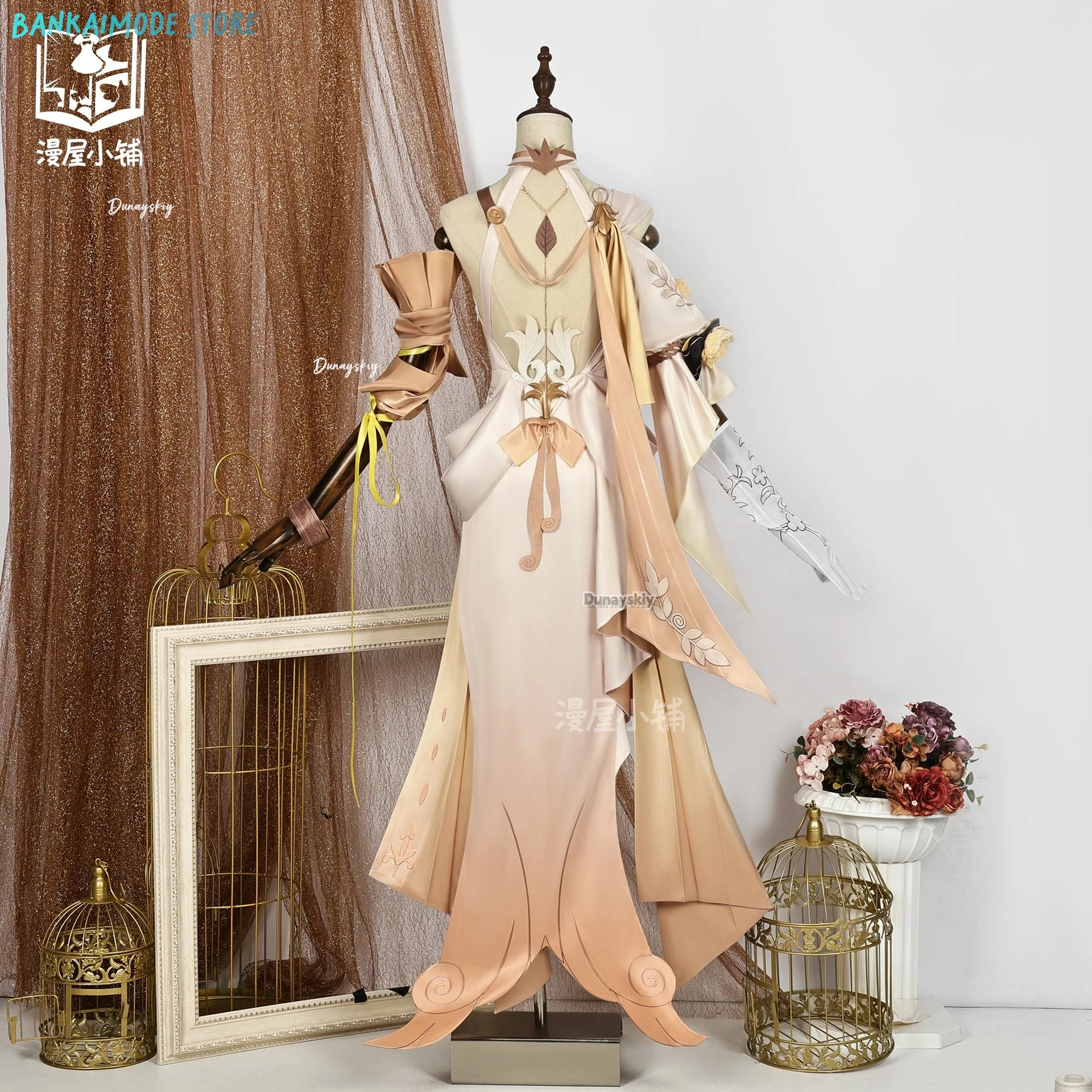 Aglaea Cosplay Game Honkai: Star Rail Costume Golden Wig Elegant Gorgeous Formal Dress Halloween Party Role Play Clothing Set