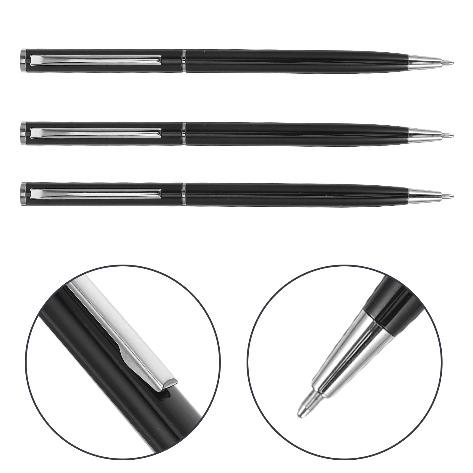 

5Pcs Business Ballpoint Pen Metal Rotary Design Smooth Quick-Dry Ink Refillable Signature Writing Tool Office Work Meeting