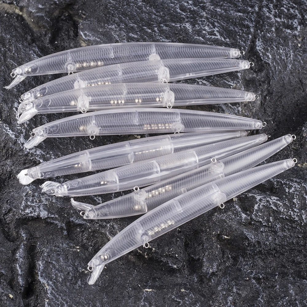 AYWFISH 10PCS Unpainted Floating Seabass Minnow Hard Fish Tackle 7.28IN 20G Saltwater Long Casting Jerk Bait Fishing Minnow Lure
