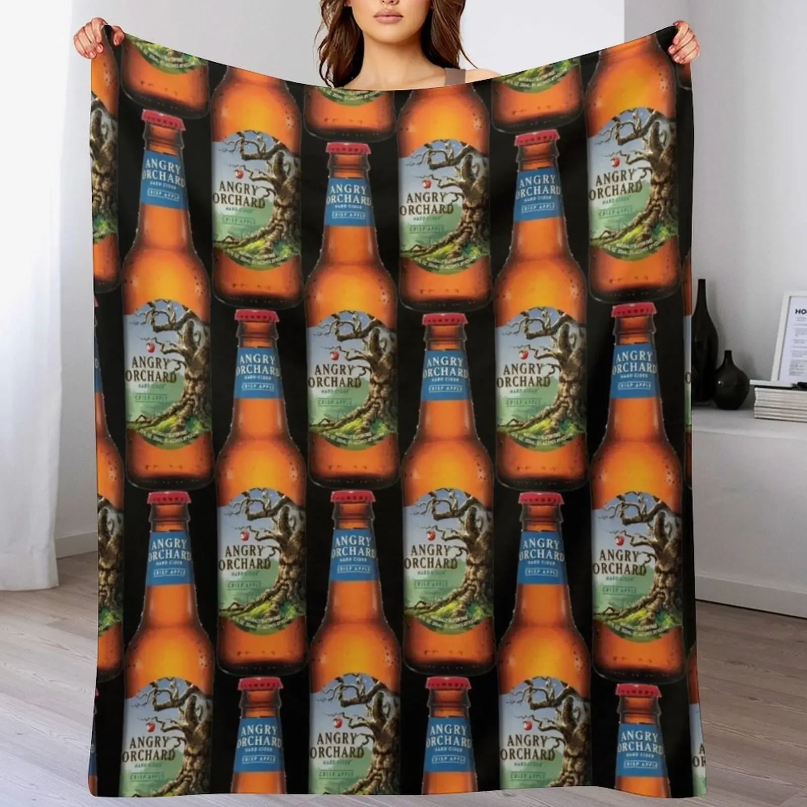 Angry Orchard - Hard Cider - Crisp Apple Throw Blanket Luxury Designer warm winter Camping Blankets