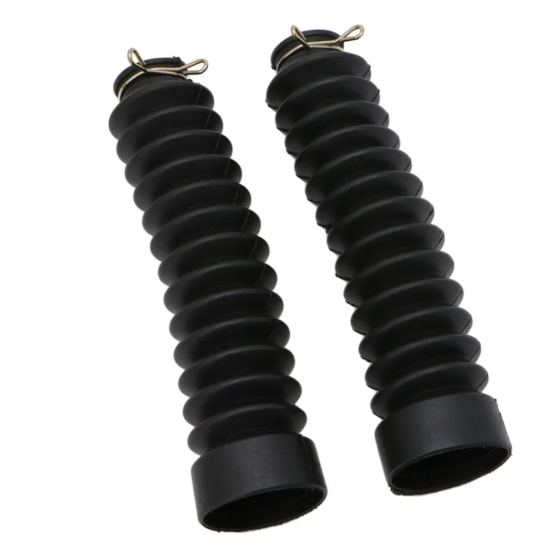 2Pcs Front Fork Motorcycle Dust Cover Gaiters Black