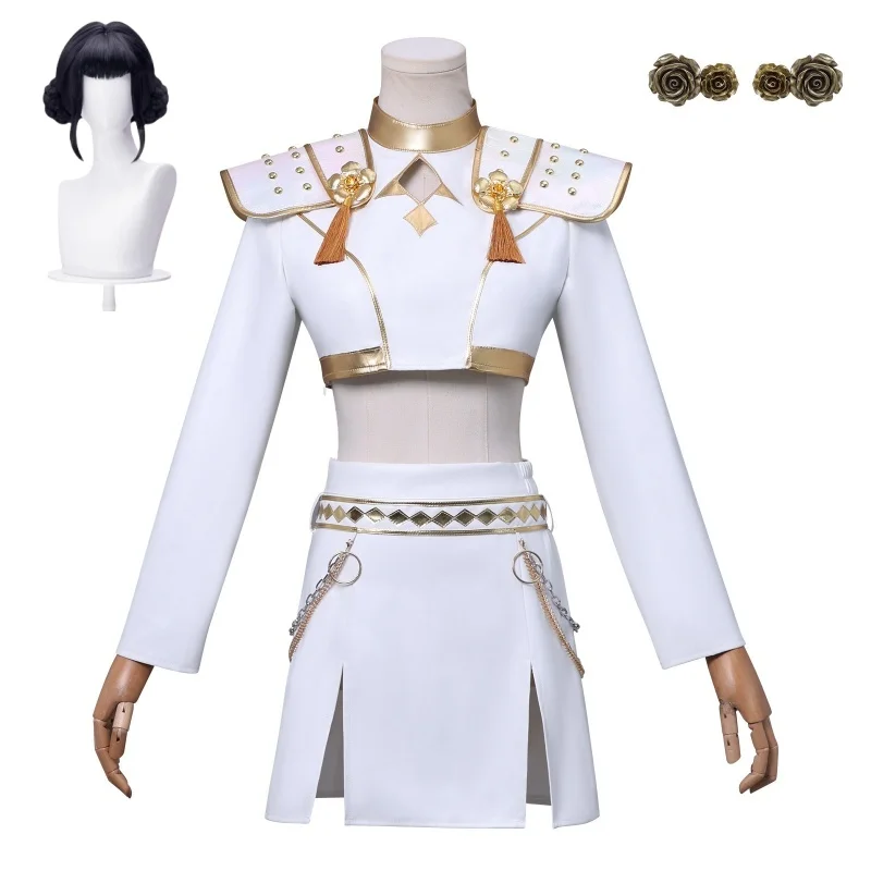 

Zoey Cosplay Costume Wig White Leather Unifrom Skirt Halloween Carnival Party Comic-con Role Playing Outfit