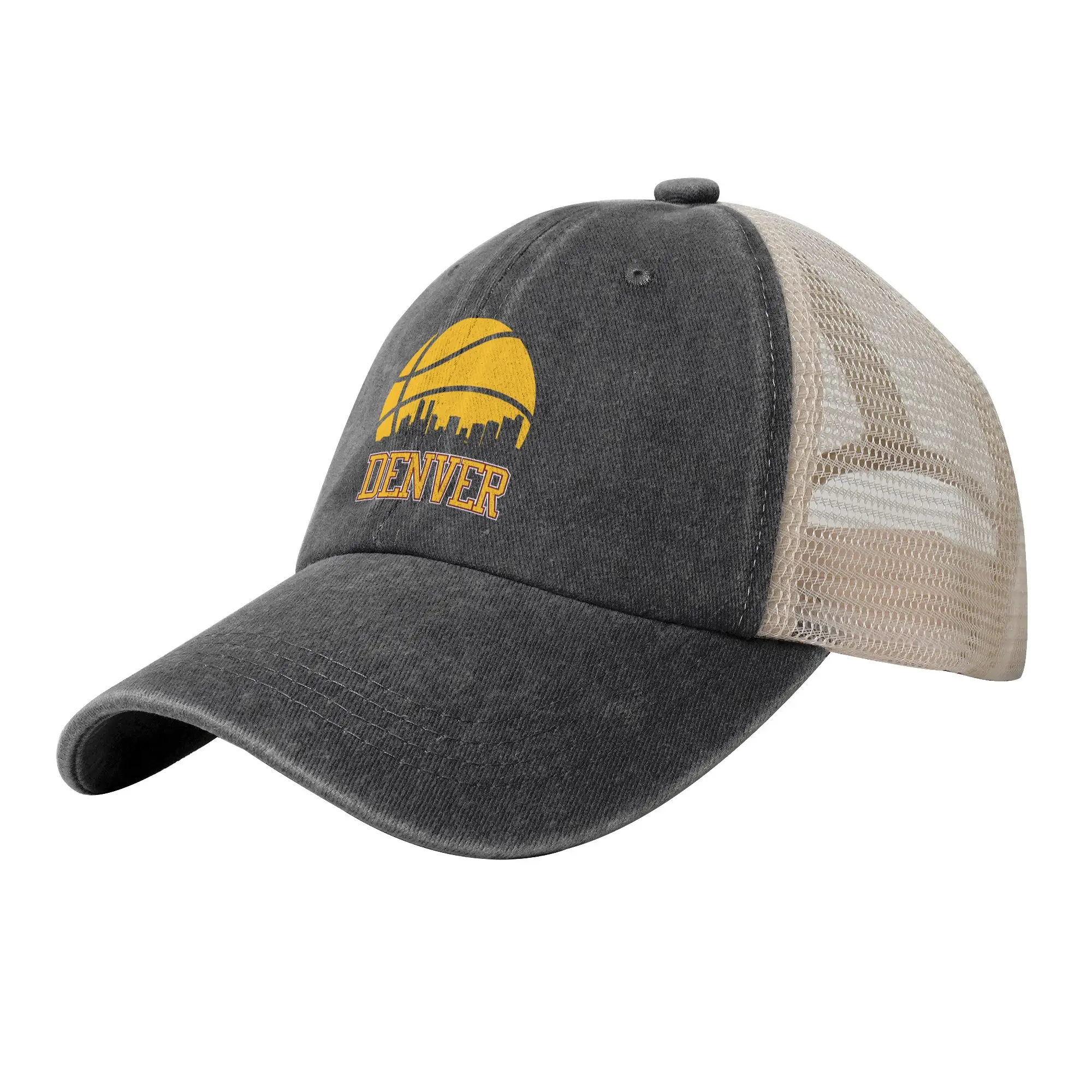 Sombrero de vaquero retro de moda con diseño de baloncesto de los Denver Nuggets y horizonte urbano, transpirable, para hombre y mujer
