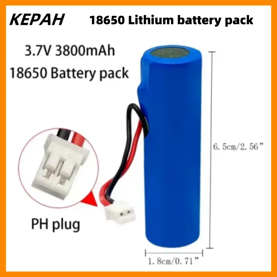 3.7V 18650 3800mAH  Li ion rechargeable battery 18650 battery with replacement socket DIY line for emergency lighting