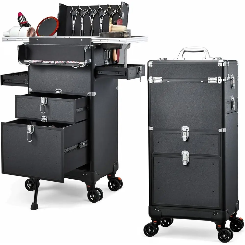 

Sn Cart with 4 Ders, Hair Stylist Cart with Wheels Portable Sn Station with Worktop Tray, Rolling Makeup Train Case Cosmetology