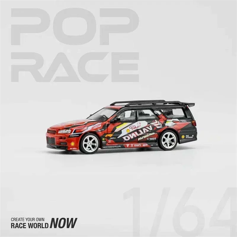 

Литая под давлением модель автомобиля PopRace 1:64 Valino Stagea R34 Pluto Mok DRIFTAGEA R34