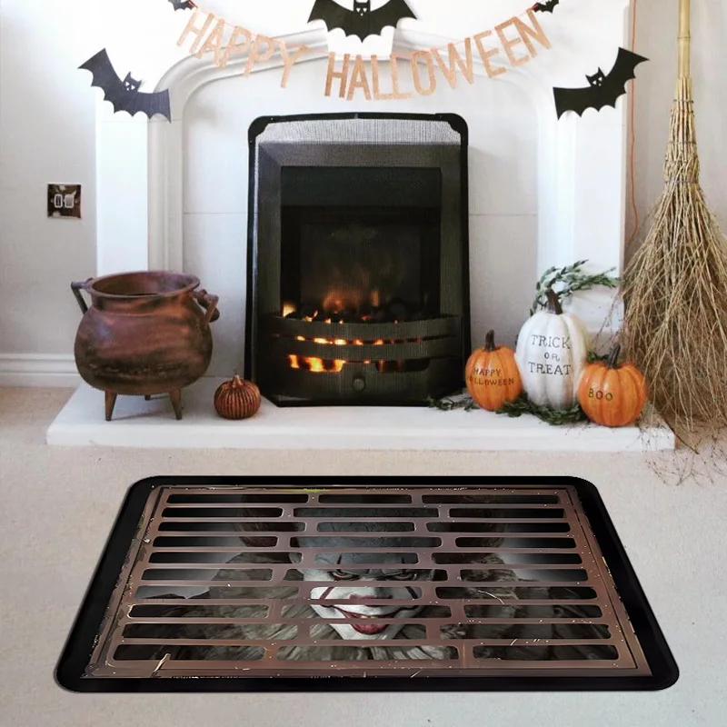 New Halloween Clown Crystal Velvet Carpet Porch Bathroom Decoration Dirt Resistant and Easy To Care for Floor Mat