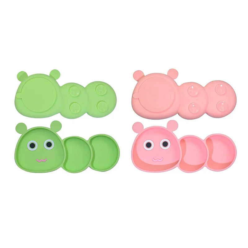 

Children'S Silicon Gum Dinner Caterpillar Cateren 304 Stainless Steel Fork Tableware Set Baby Supplementary Food Table Dish