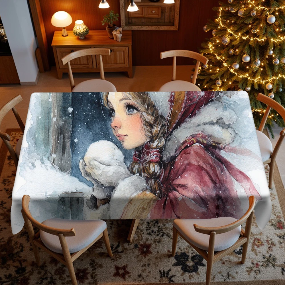 Christmas Cute Pattern Restaurant Kitchen Tablecloth Living Room Home Decoration Rectangular Party Decoration