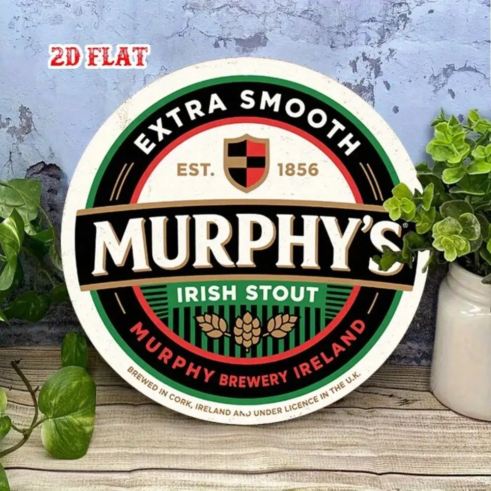 Letrero metálico de cerveza Murphy's Irish Stout, decoración de pared de pub vintage, 8x12 pulgadas