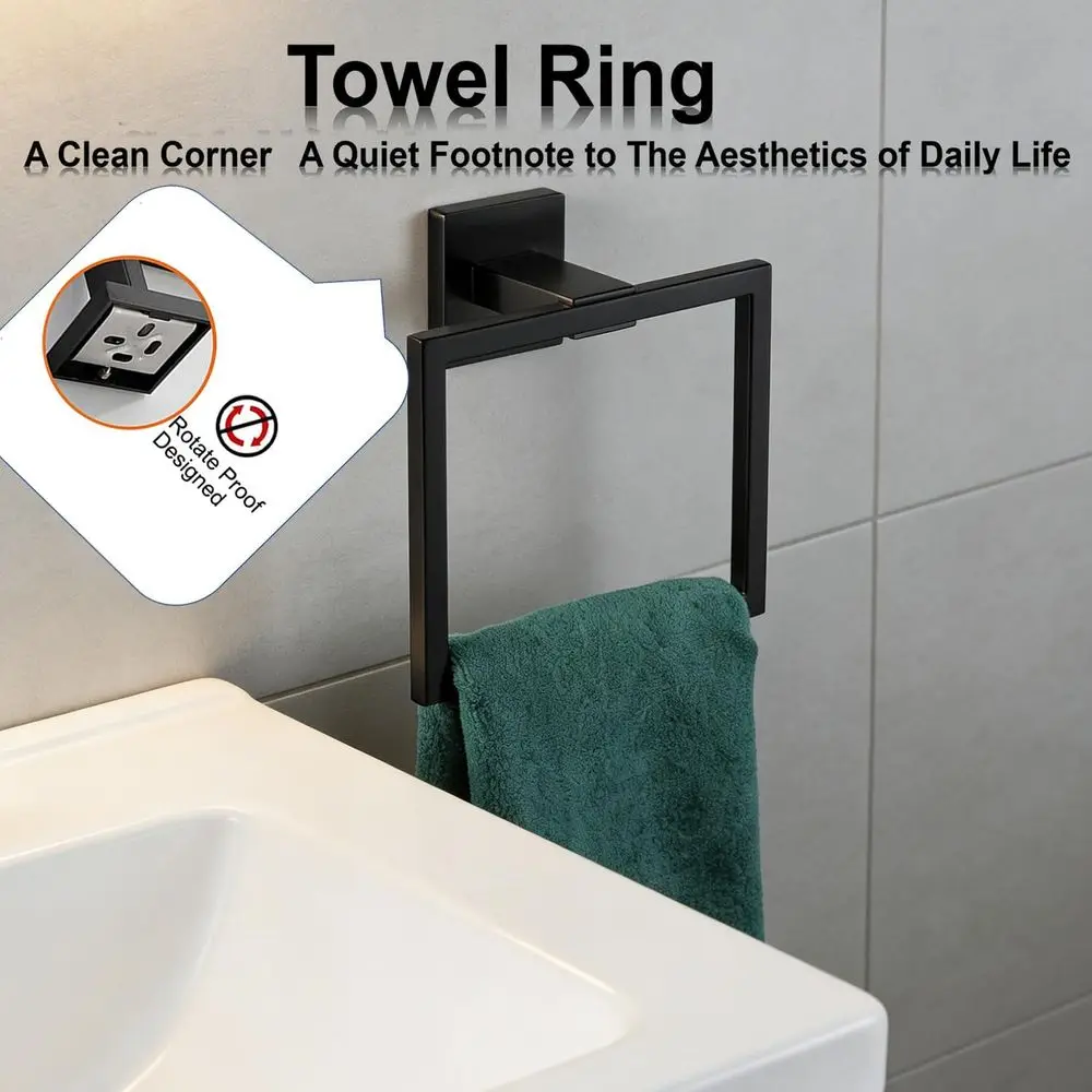 10-Piece Matte Black Bathroom Accessory Set with Towel Bars, Holders, and Hooks